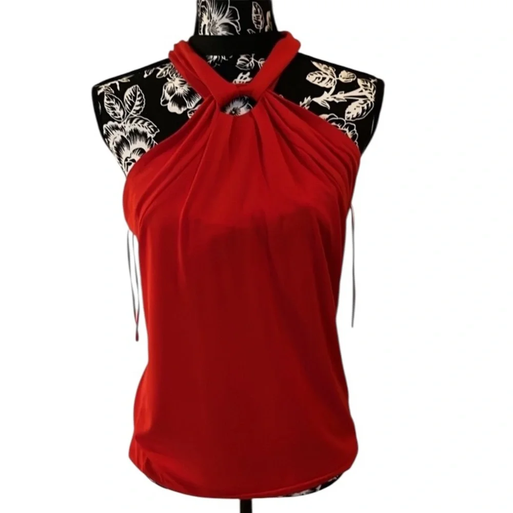 Micheal Kors size Large cherry red sleeveless top key hole back oversized
